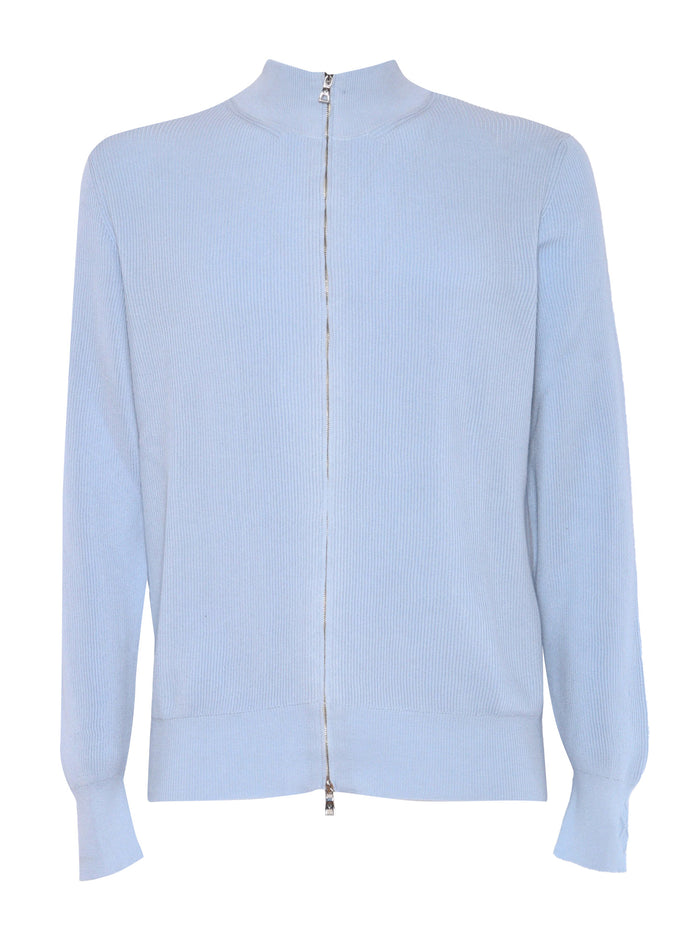 FULL ZIP PULLOVER Light Blue Cotton Crewneck