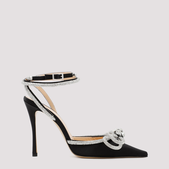 Double Bow Sandal Black Silk