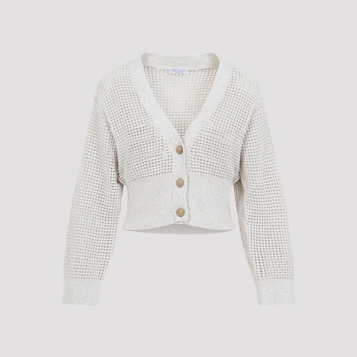 Cotton Cardigan Nude & Neutrals Polyester Sweater