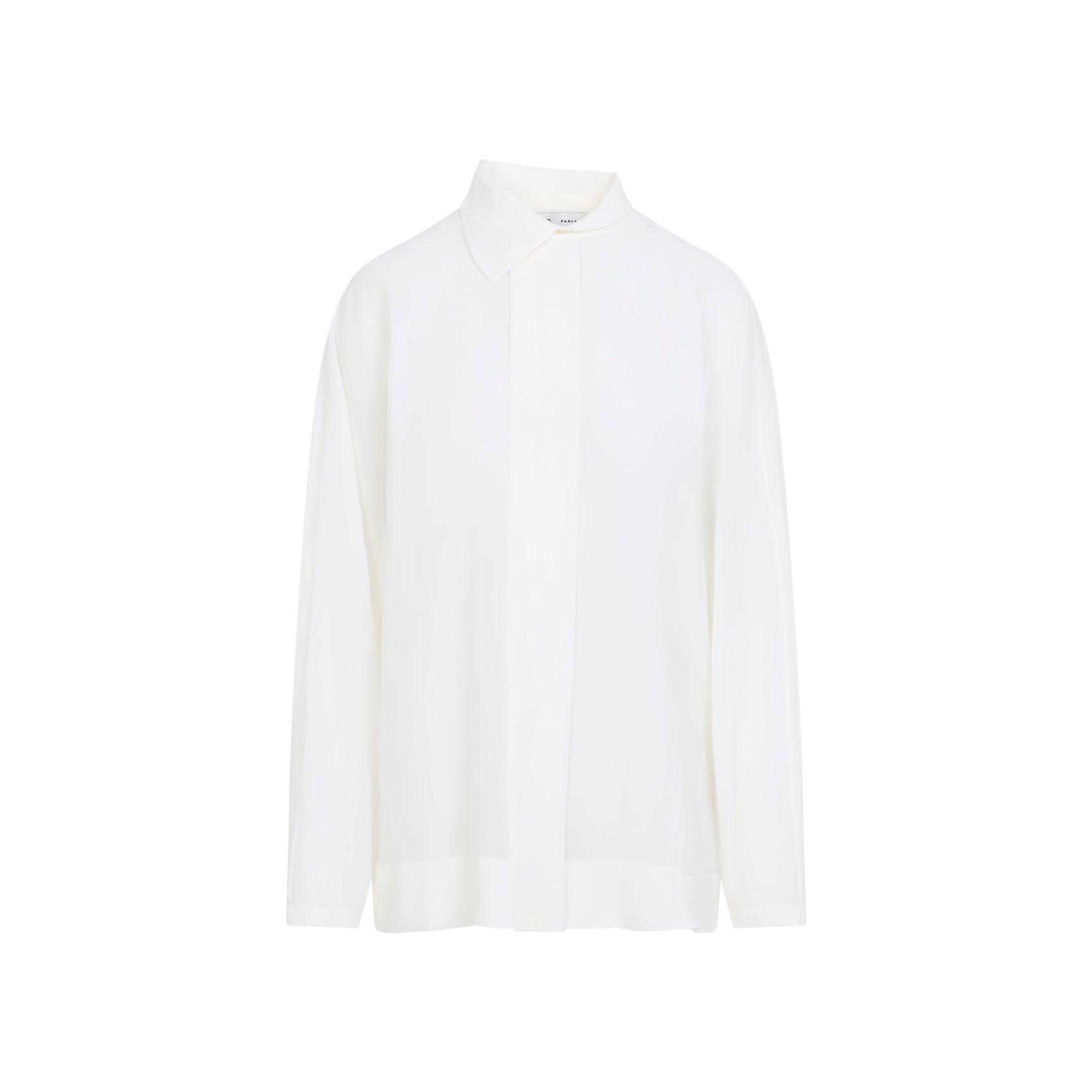 Asymmetrical Collar Shirt White Cotton