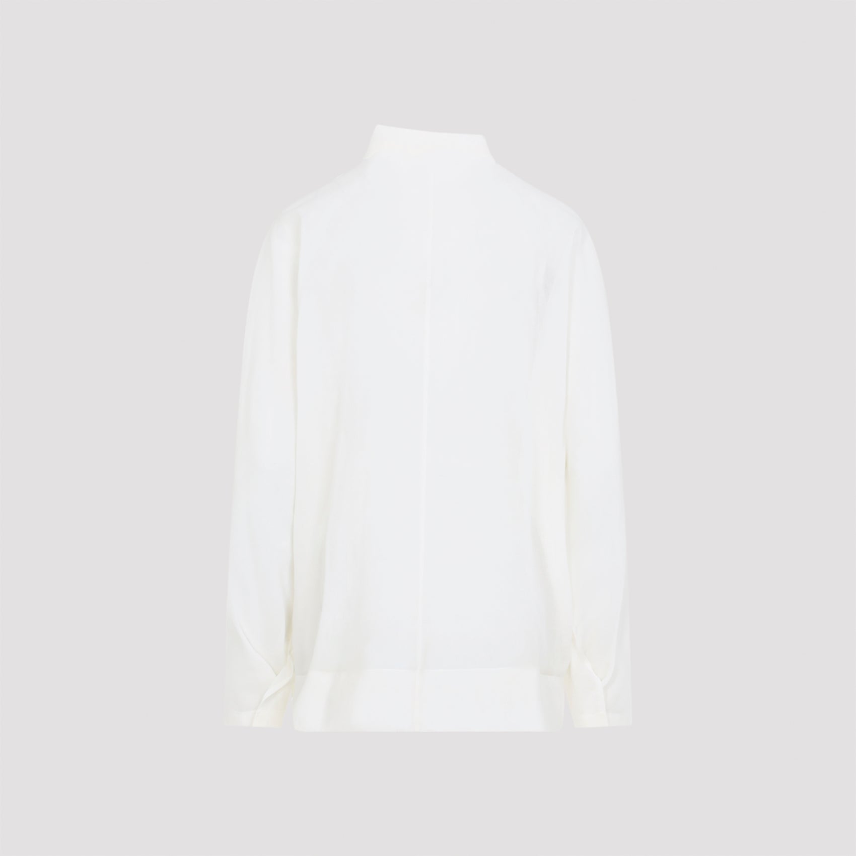 Asymmetrical Collar Shirt White Cotton