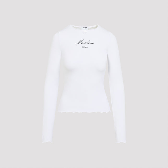 Ls T-shirt White Cotton Elastane Tshirt