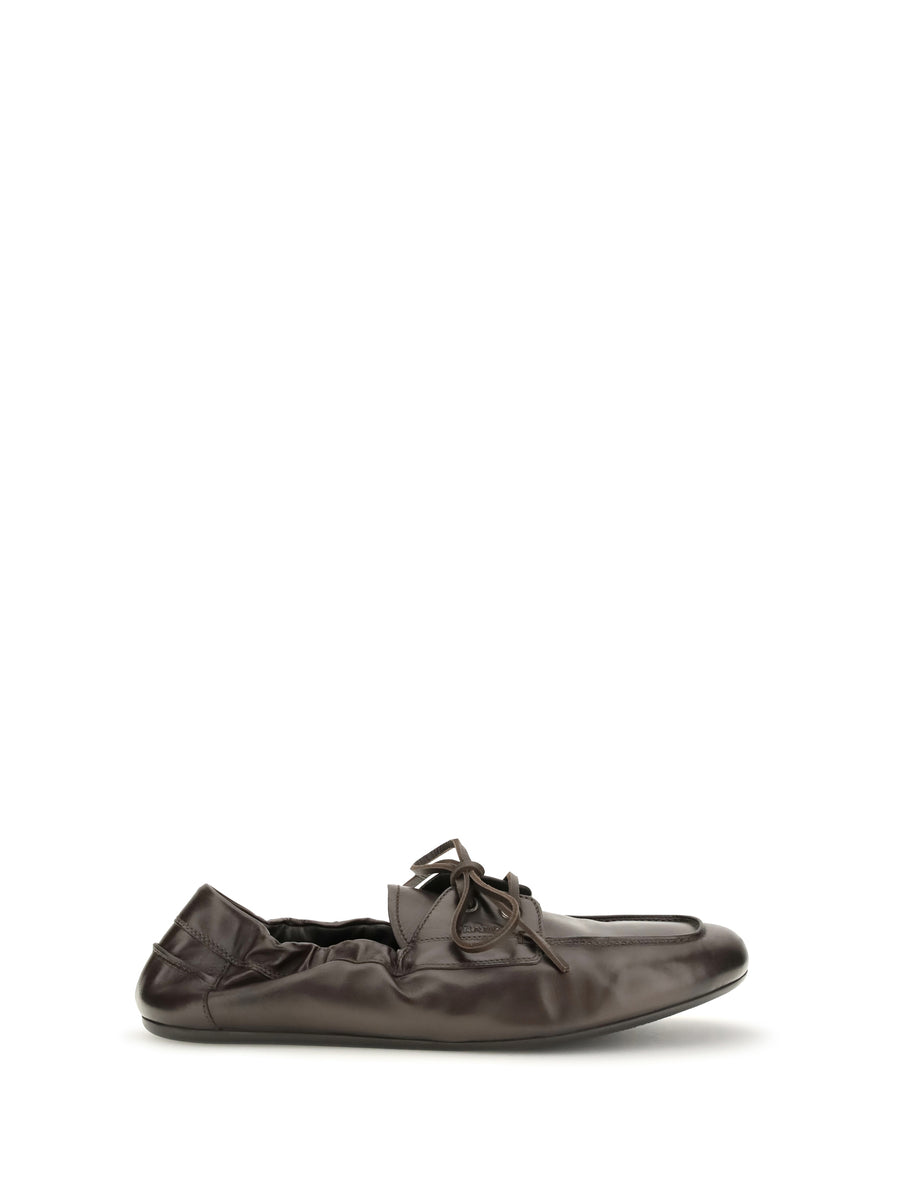 Aged Leather Lace-Up Sneakers Moro Lace Up