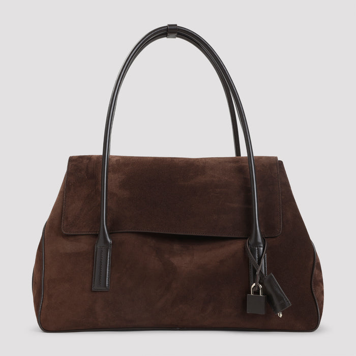 Calf Leather Shoulder Bag Brown