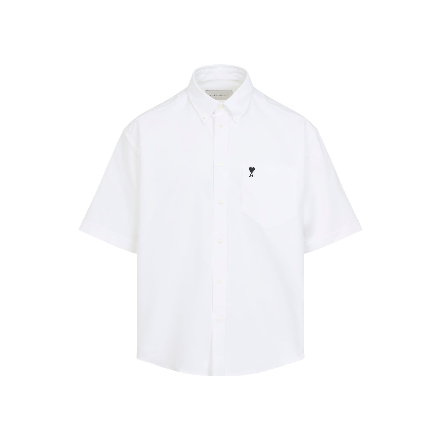 Ami Boxy Short Sleeve Shirt White Cotton