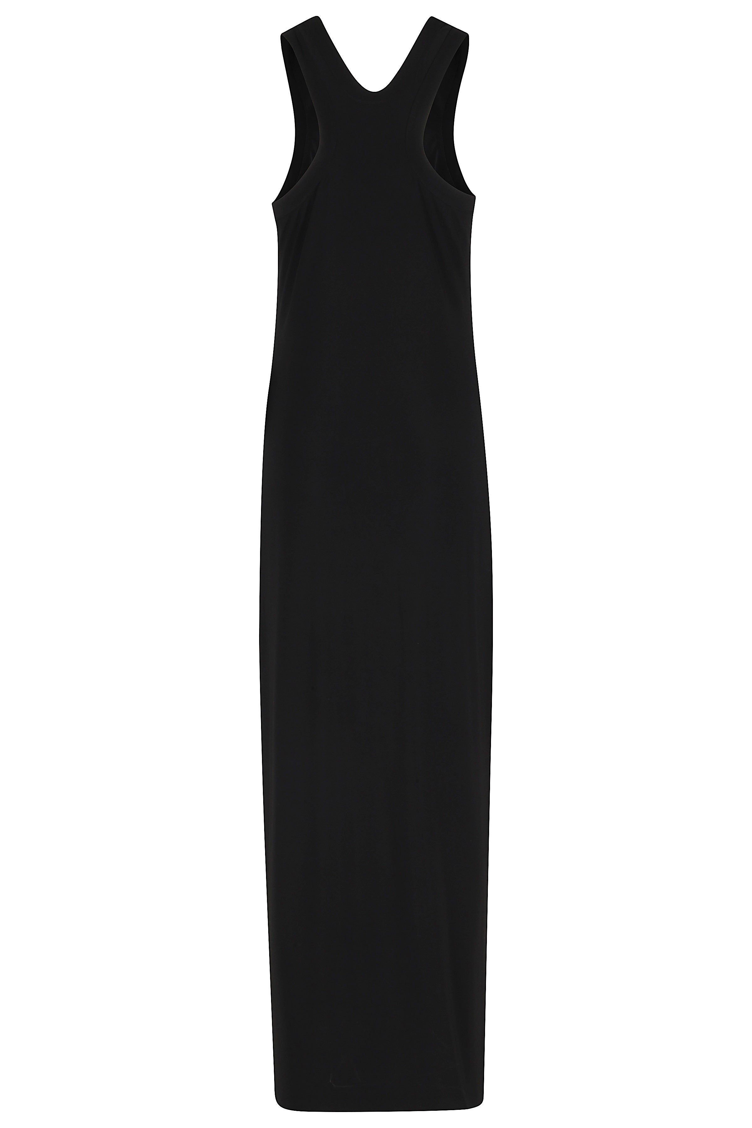 Racer Long Dress W Side Slit Black Cotone Elastan Abito