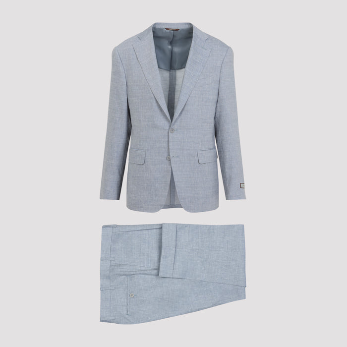 Linen And Wool Suit Blue