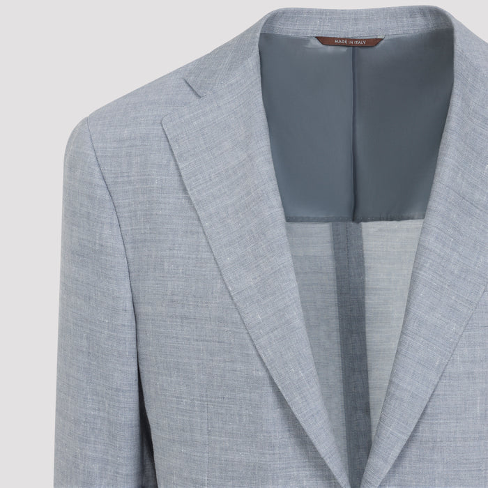Linen And Wool Suit Blue