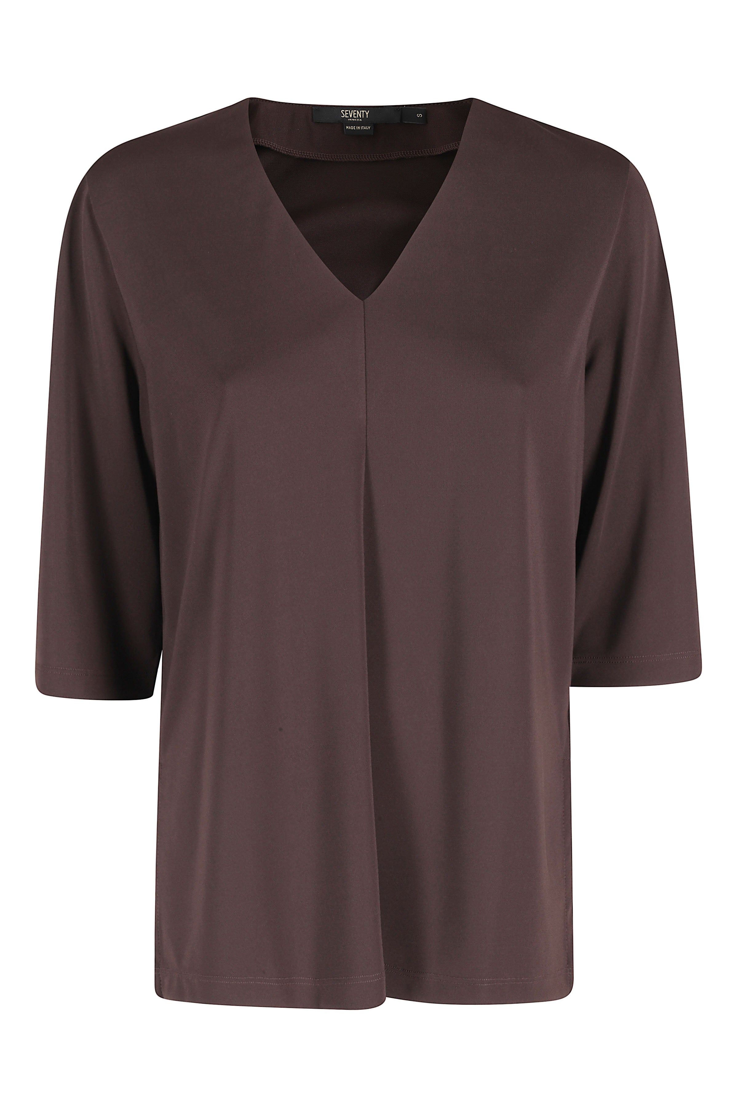 Knitwear Scollo V Brown Poliester Elastane Maglia