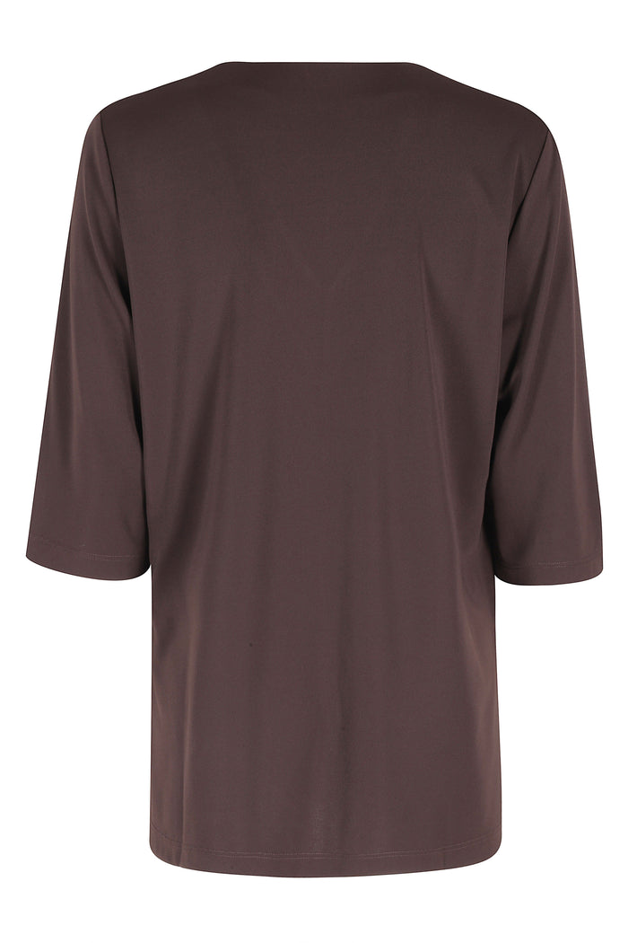 Knitwear Scollo V Brown Poliester Elastane Maglia