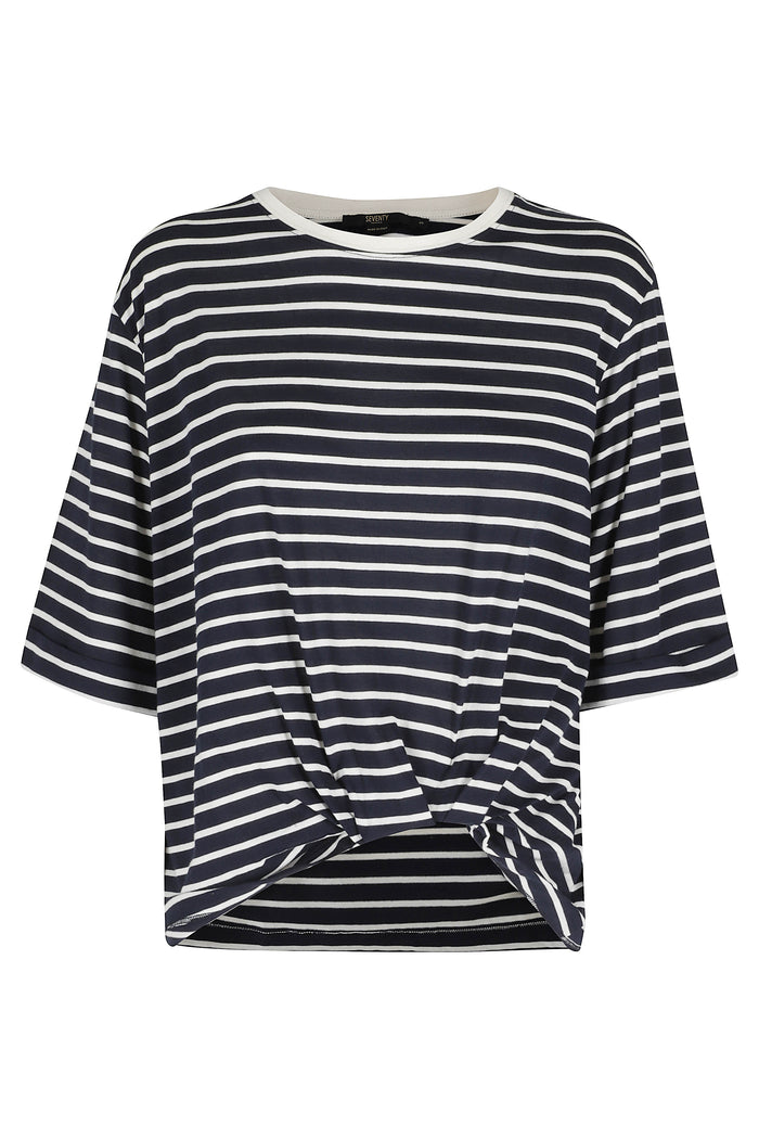 Girocollo Con Nodo Blue Cotone T-shirt