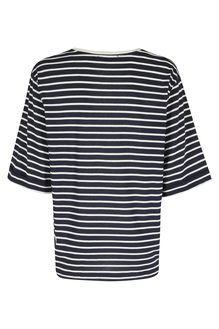 Girocollo Con Nodo Blue Cotone T-shirt