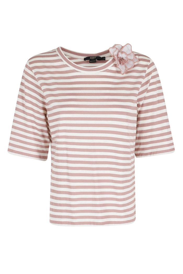 Barchetta Con Fiore Brown Cotone T-shirt
