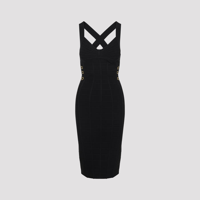 Shaping Midi Dress Black Viscose Polyamide Elastane