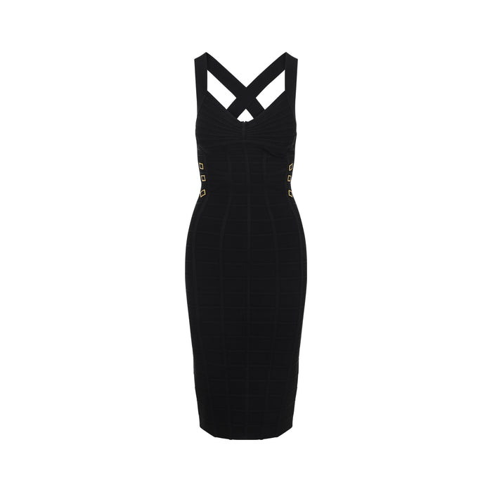 Shaping Midi Dress Black Viscose Polyamide Elastane