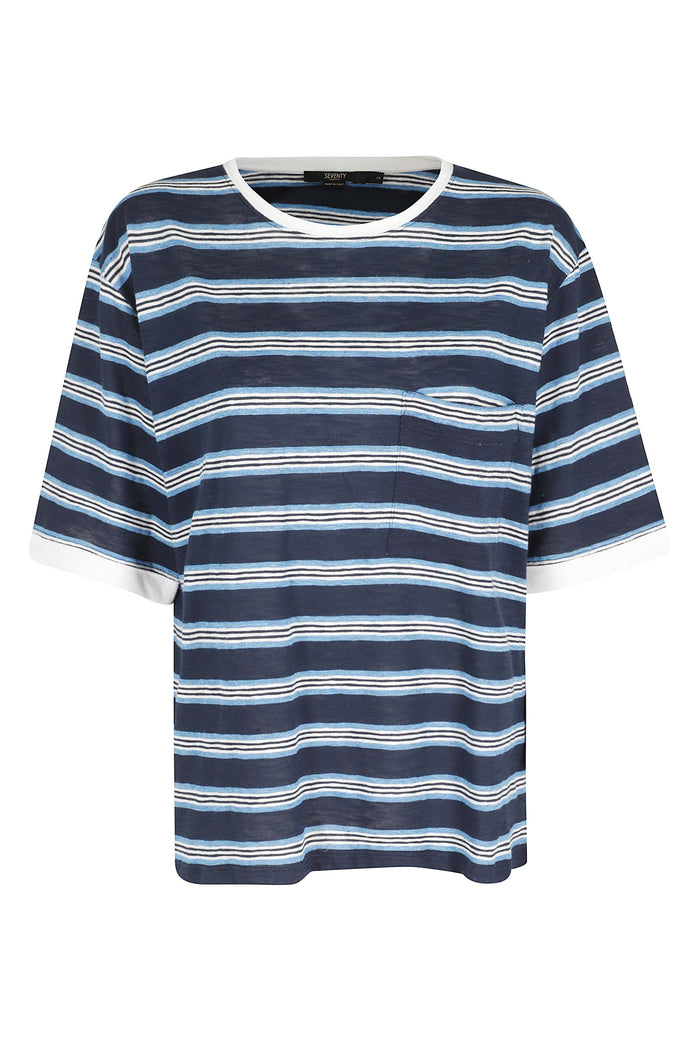 Tshirt Blue Cotone Lino T-shirt
