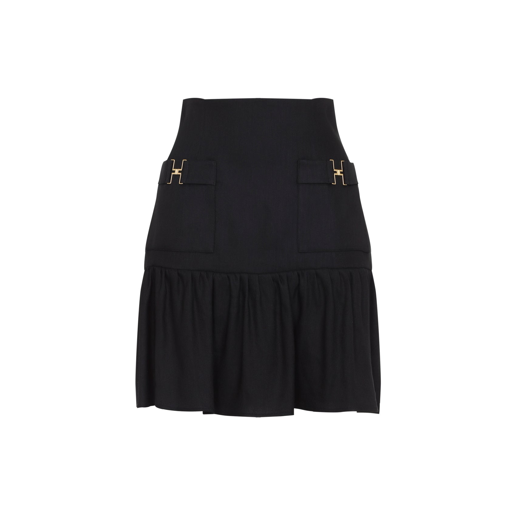 Linen Mini Skirt Black Viscose Elastane