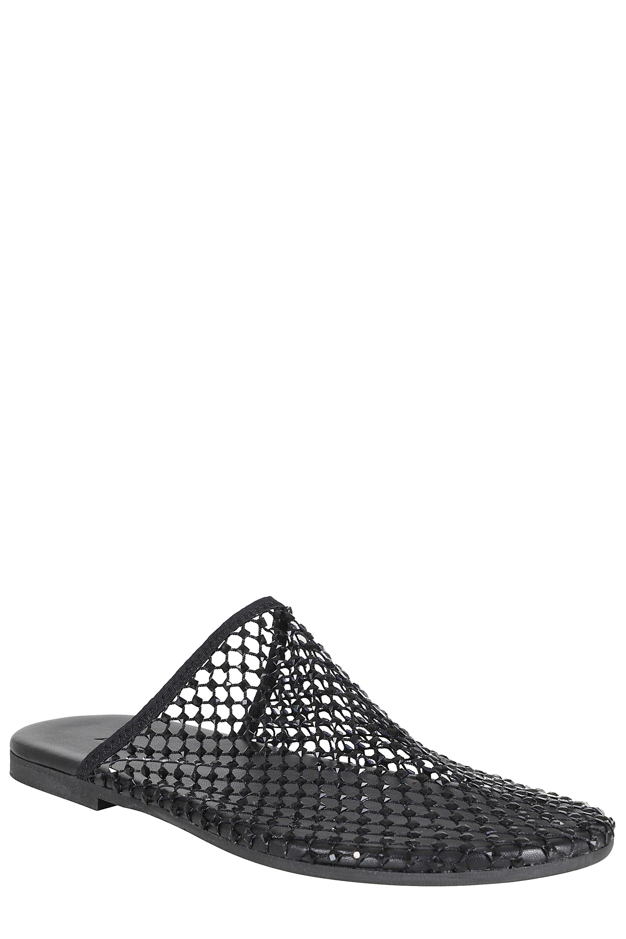 Mule Shoe Flat Strass Black Poliestere Calzature
