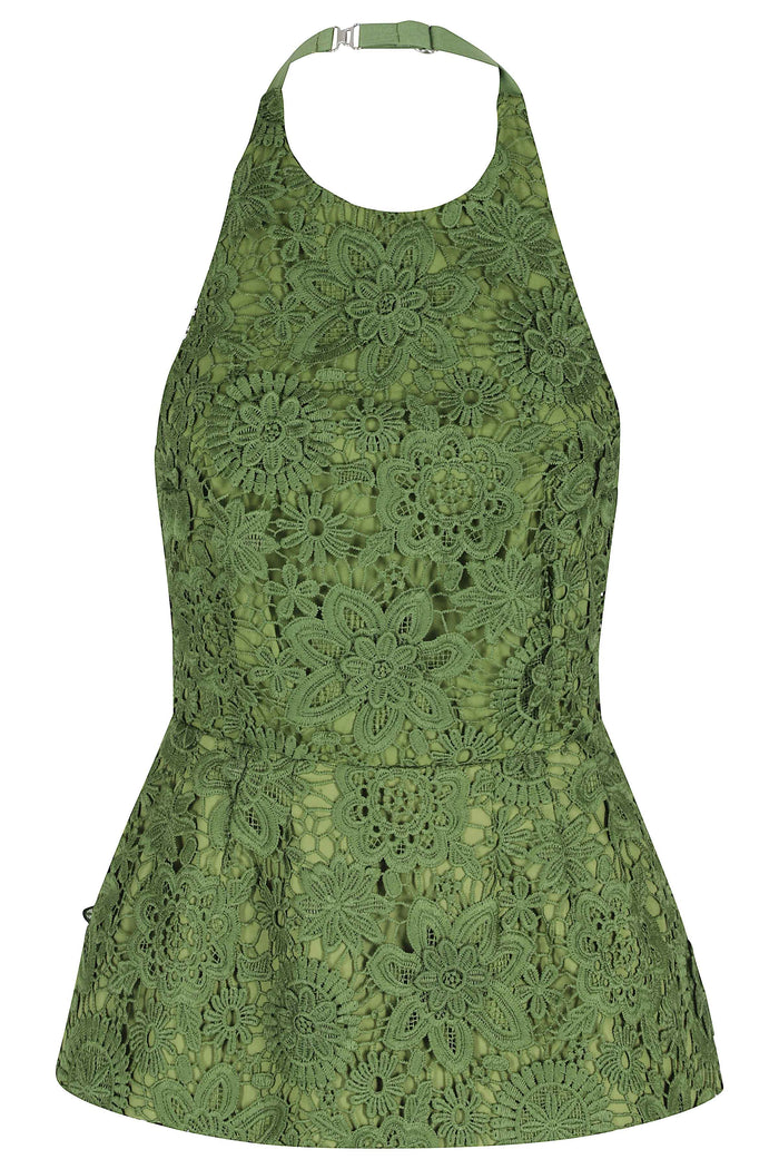 Jarot Lace Halter Top Green