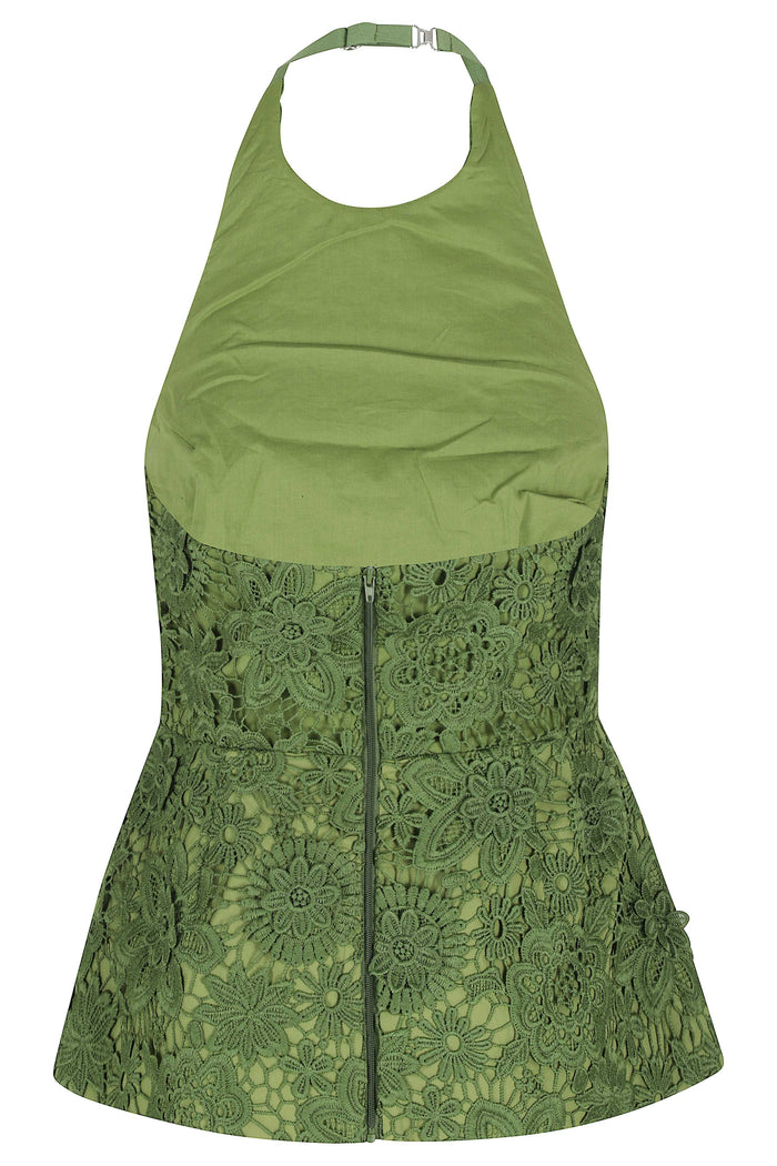 Jarot Lace Halter Top Green