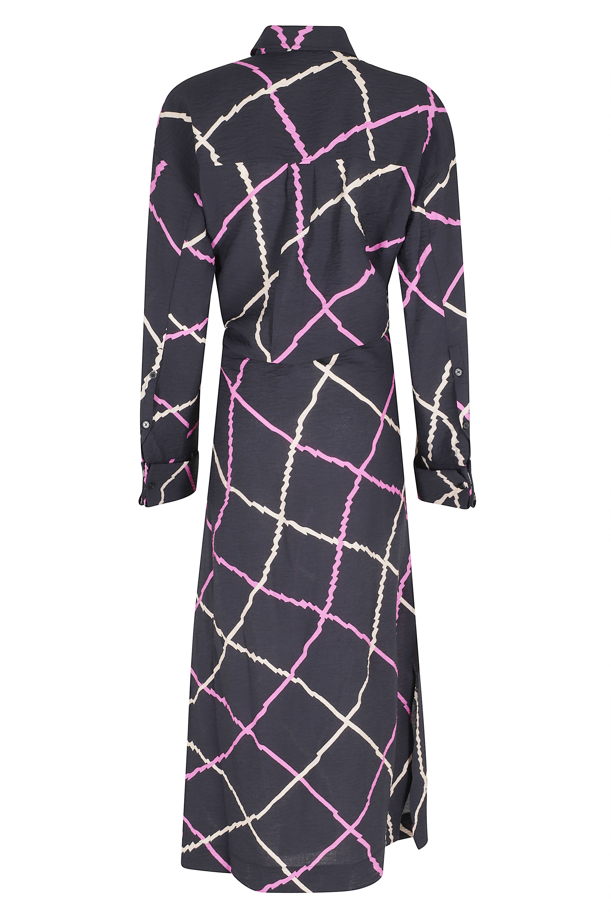 Flounced Dress Black Viscose Polyamide Abito