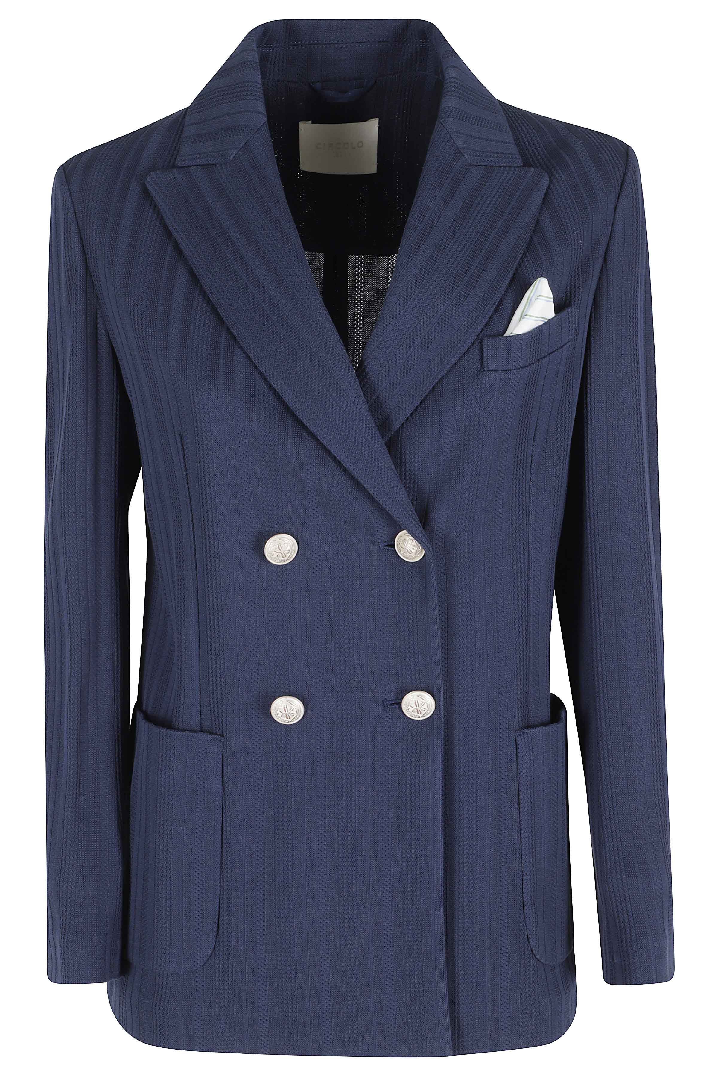 Double Breasted Co Blue Cotone Blazer