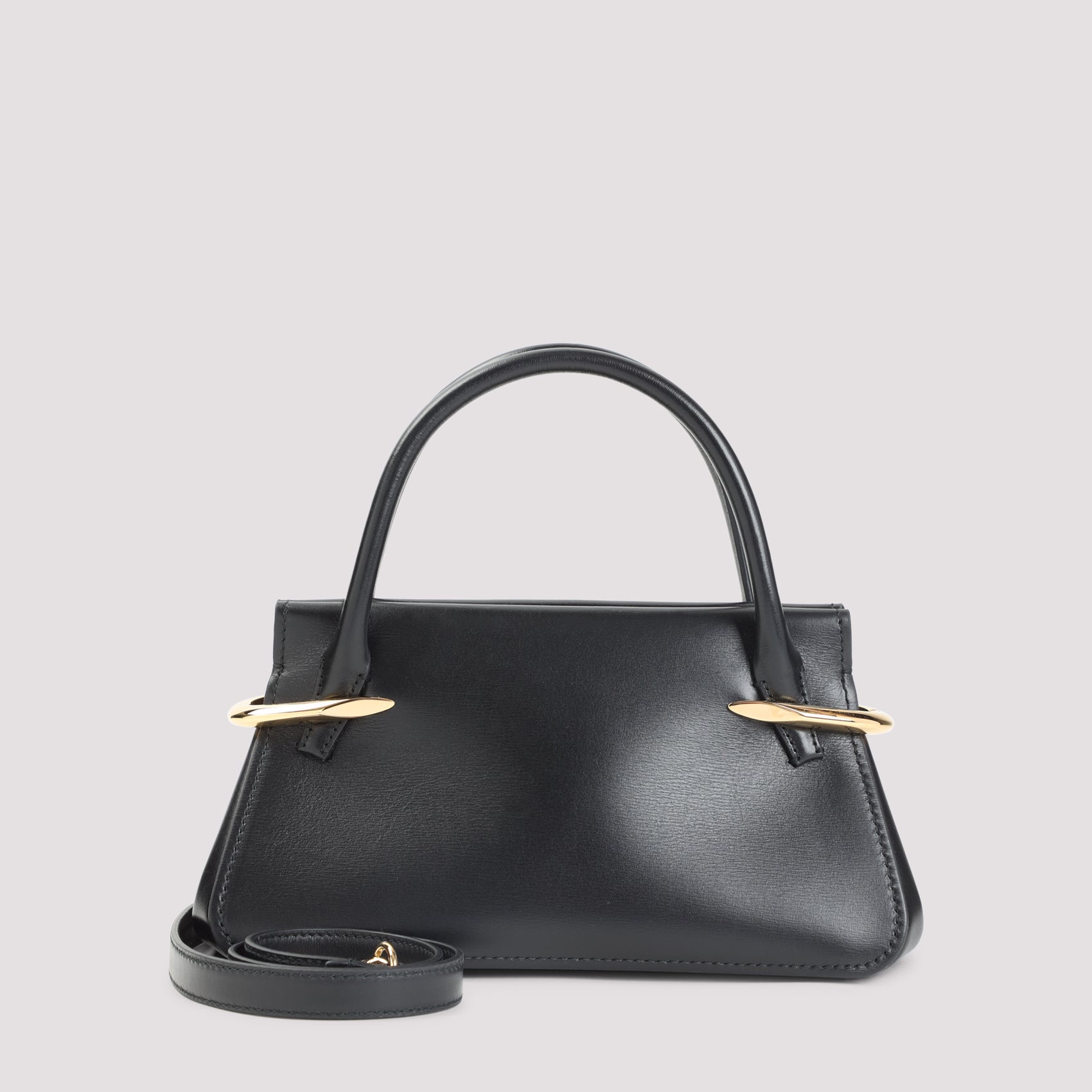 Mini Pinch Shoulder Bag Black Calf Leather