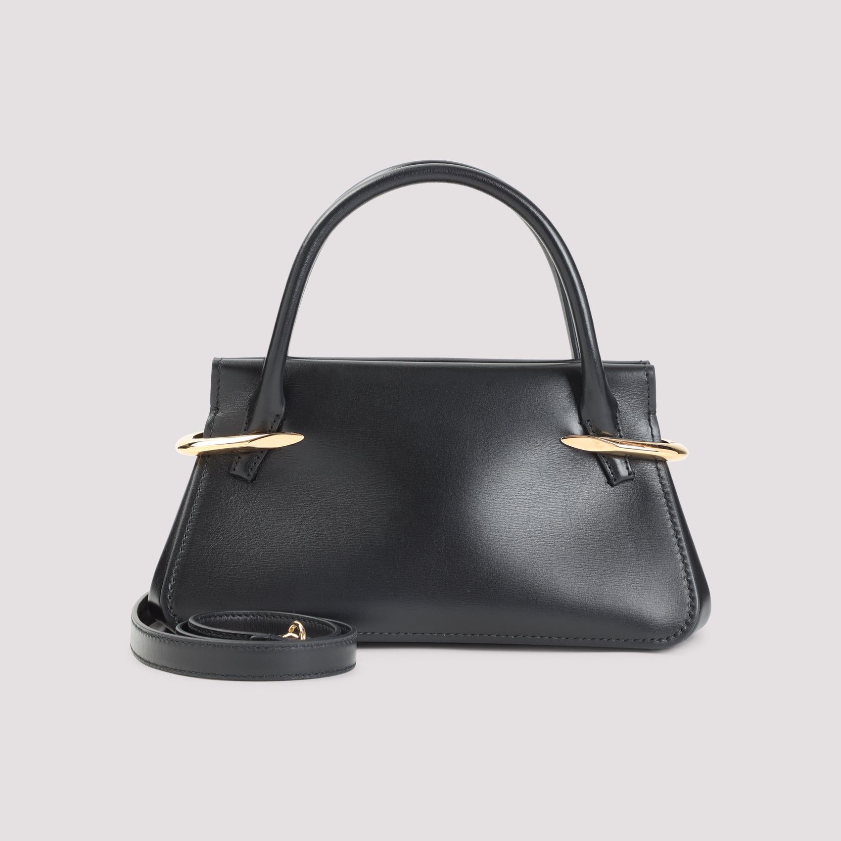 Mini Pinch Shoulder Bag Black Calf Leather