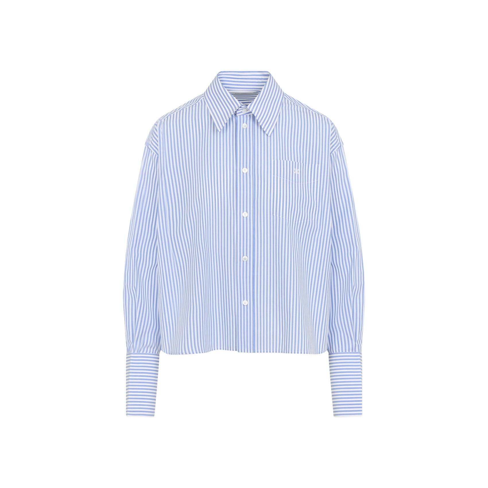 Cropped Shirt Blue Cotton