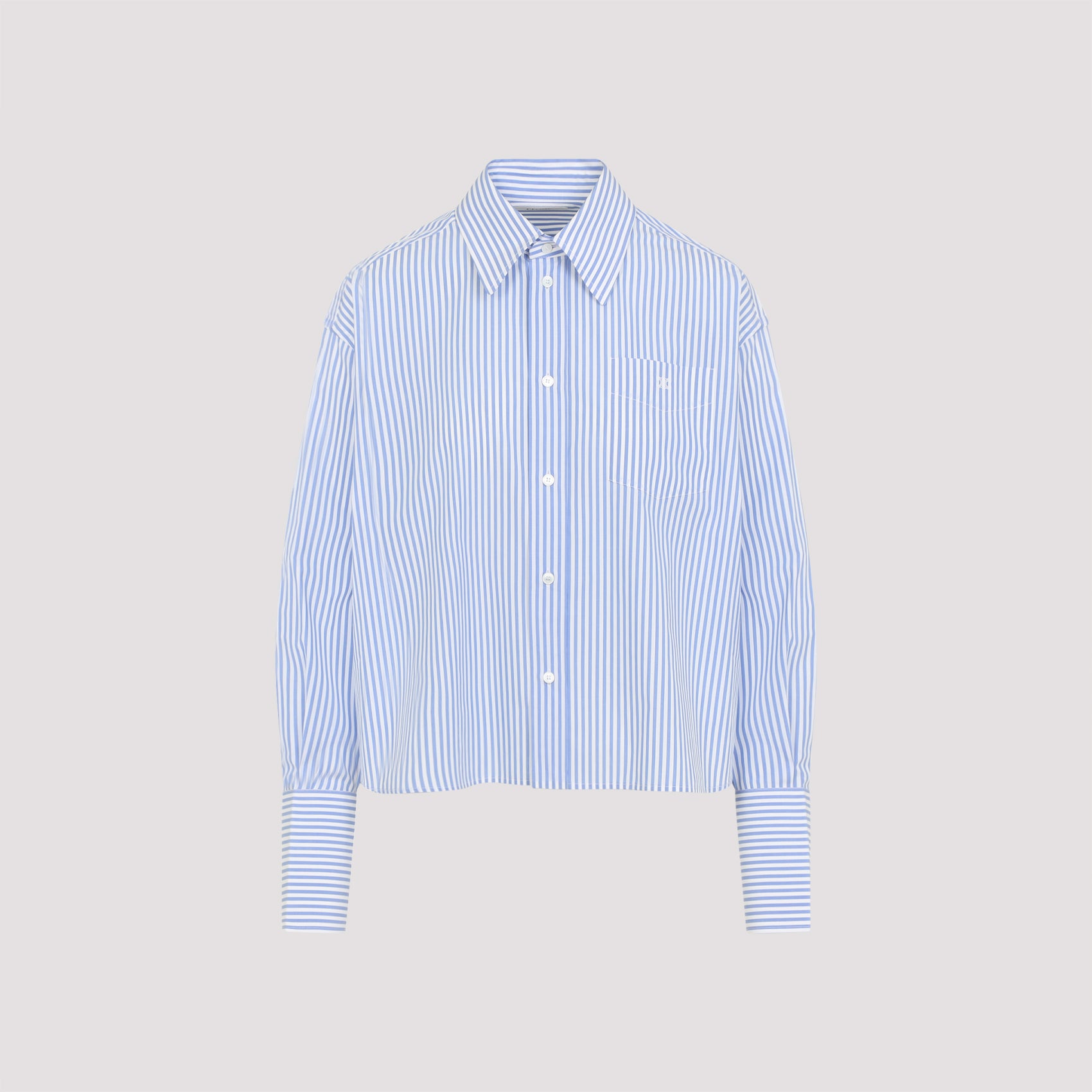Cropped Shirt Blue Cotton