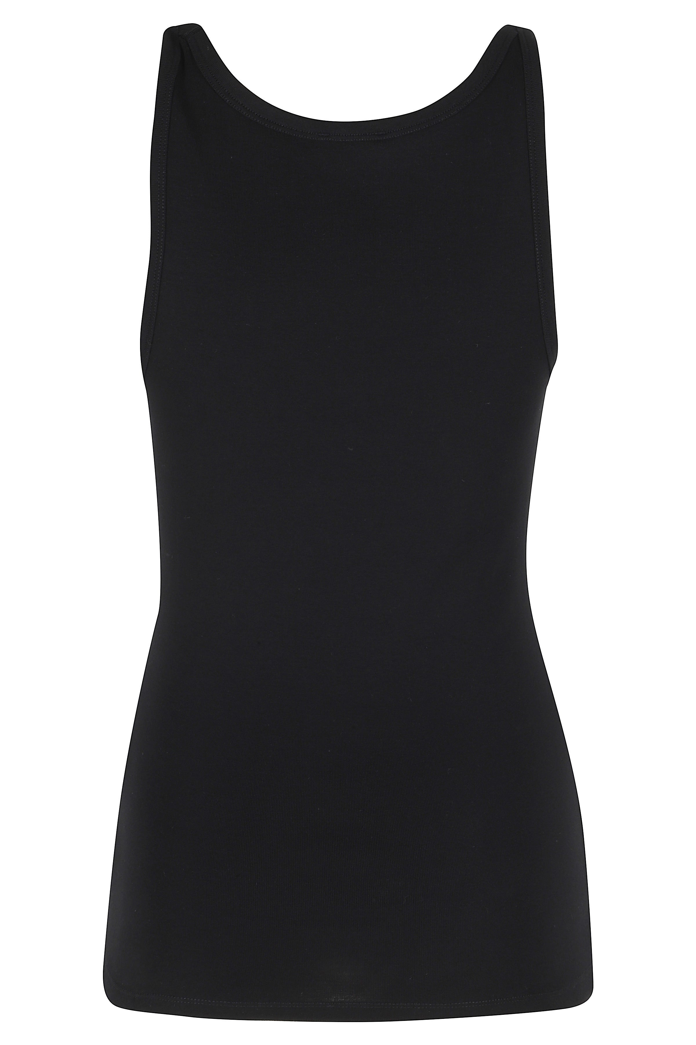 V Neck Tank Black Cotone Elastane Top