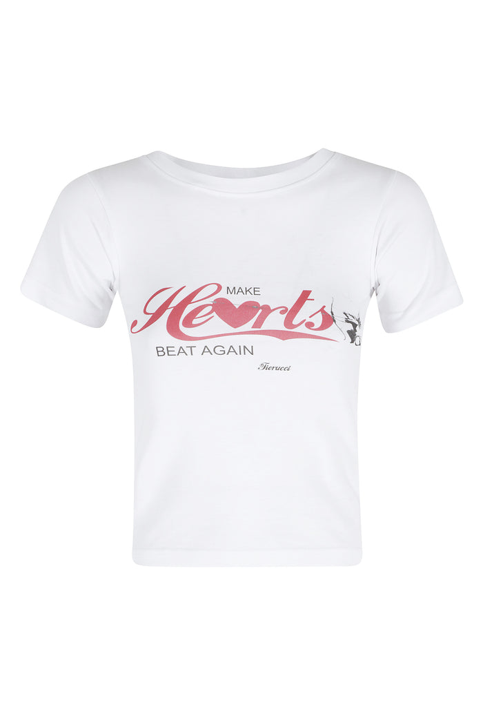 Make Hearts Beat Again Print Baby Tshirt White Cotone T-shirt