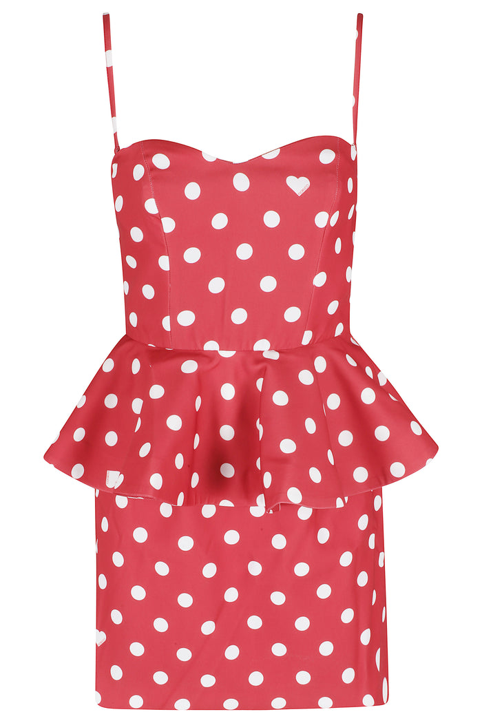 Dot Crepe Pelum Mini Dress Red Poliestere Abito