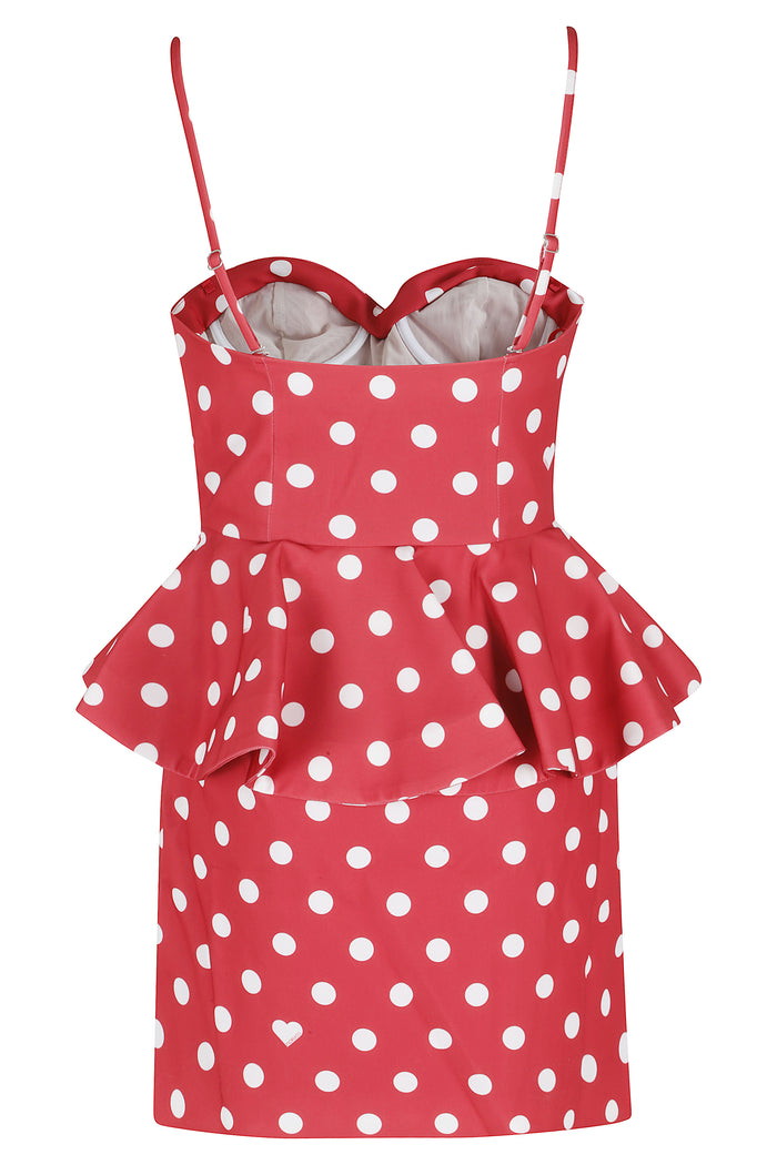 Dot Crepe Pelum Mini Dress Red Poliestere Abito