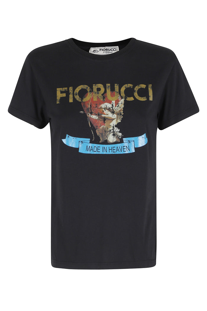 Cupid Print Tshirt Black Cotone T-shirt