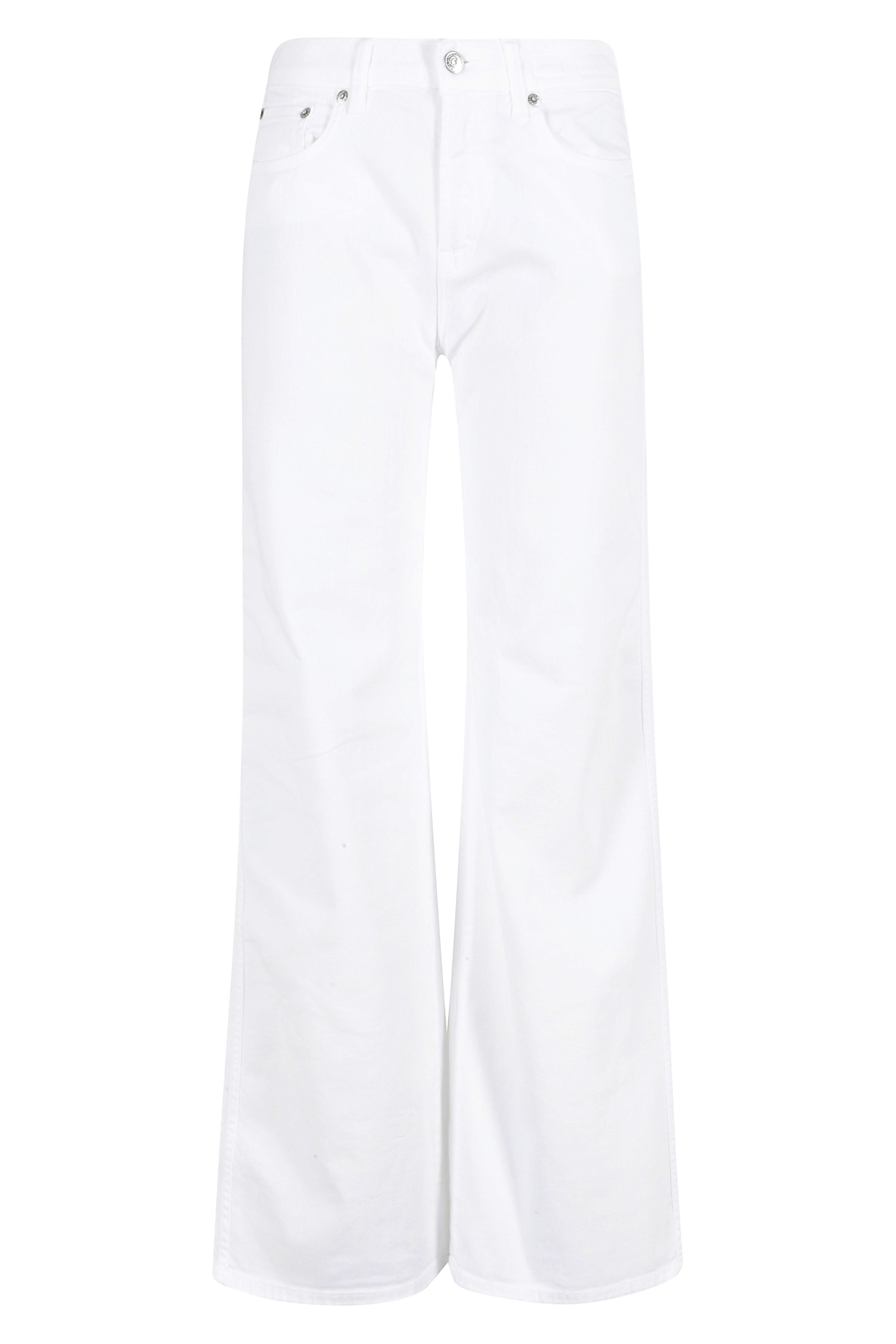 Pretender Pantalone Gamba Ampia White Cotone Fibra Di Gomma Jean