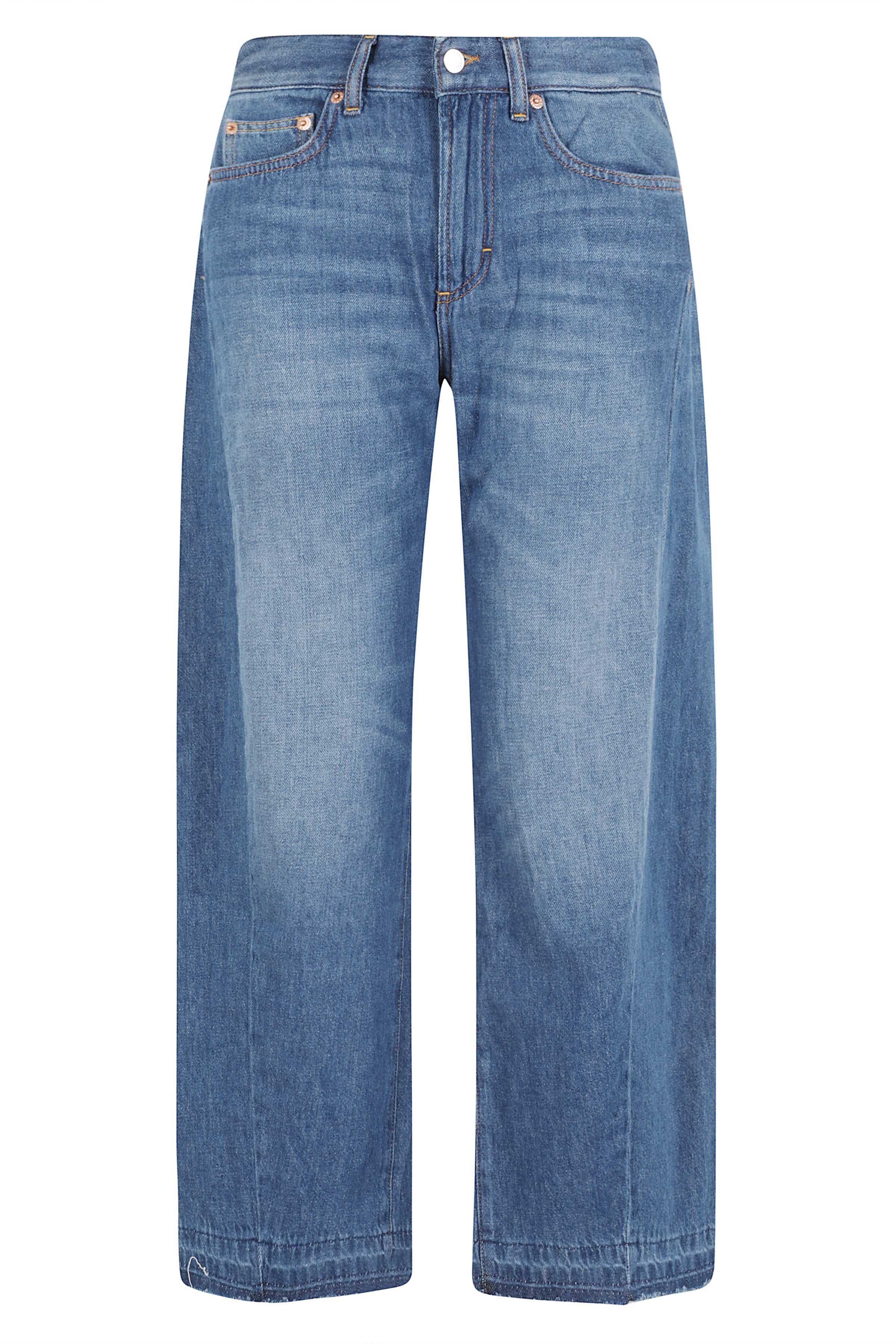 Cincity Pantalone Curved Blue Cotone Lino Jean