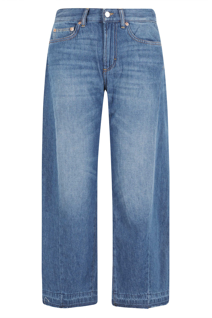 Cincity Pantalone Curved Blue Cotone Lino Jean