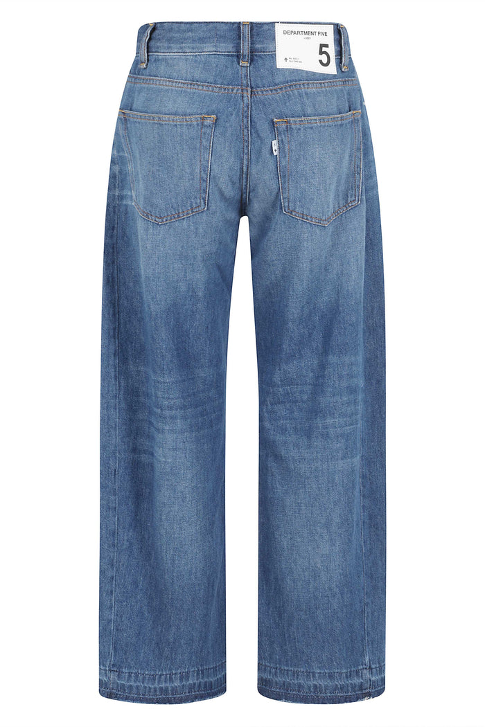 Cincity Pantalone Curved Blue Cotone Lino Jean