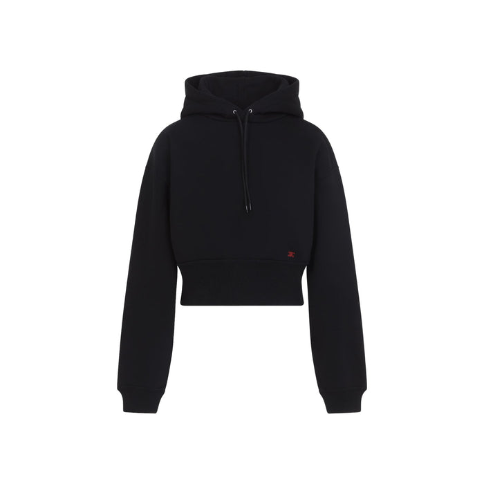 Cropped Hoodie Black Cotton