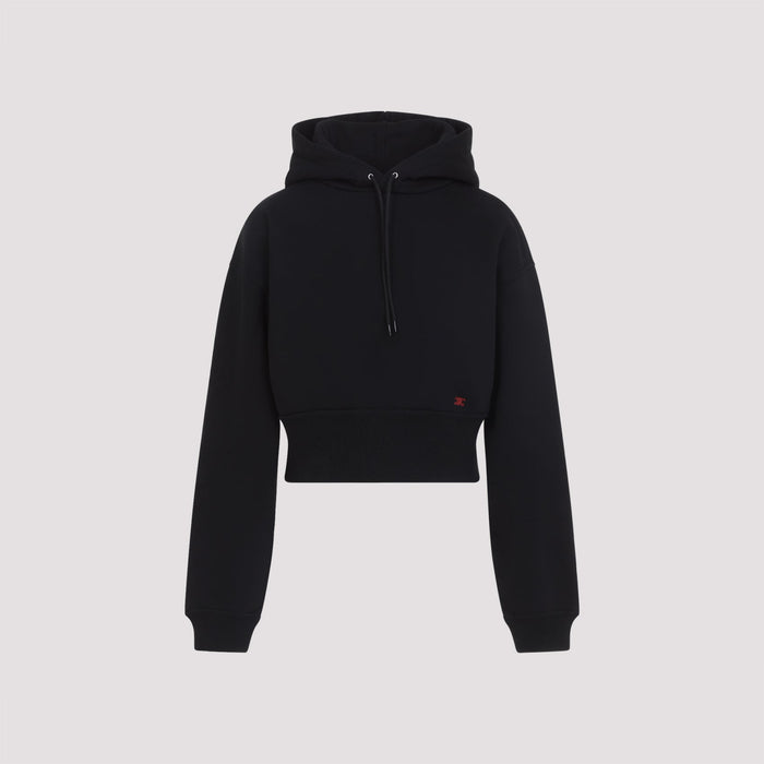Cropped Hoodie Black Cotton