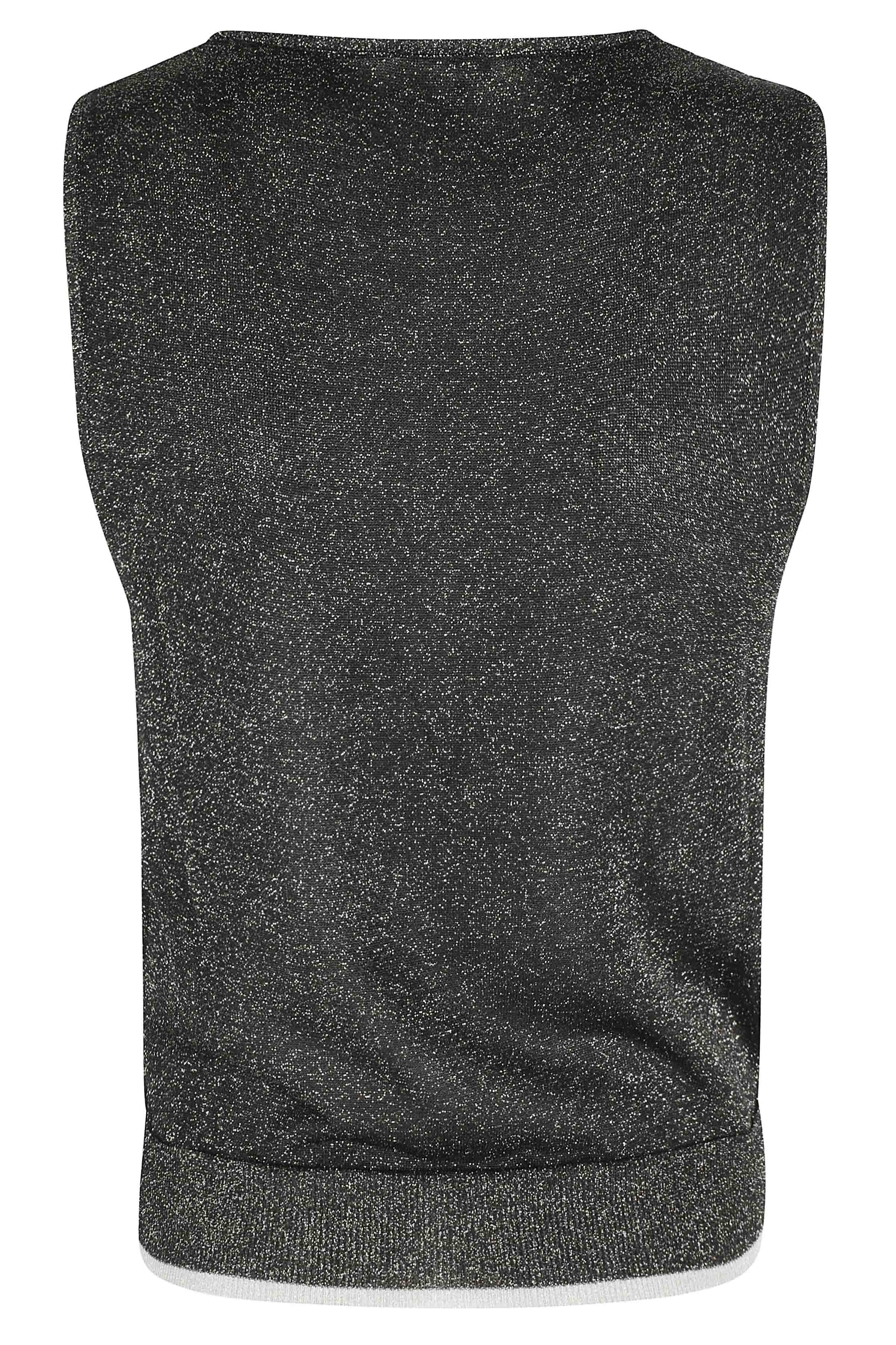 Top Lurex Contrasto Black Viscosa Fibra Metallizzata