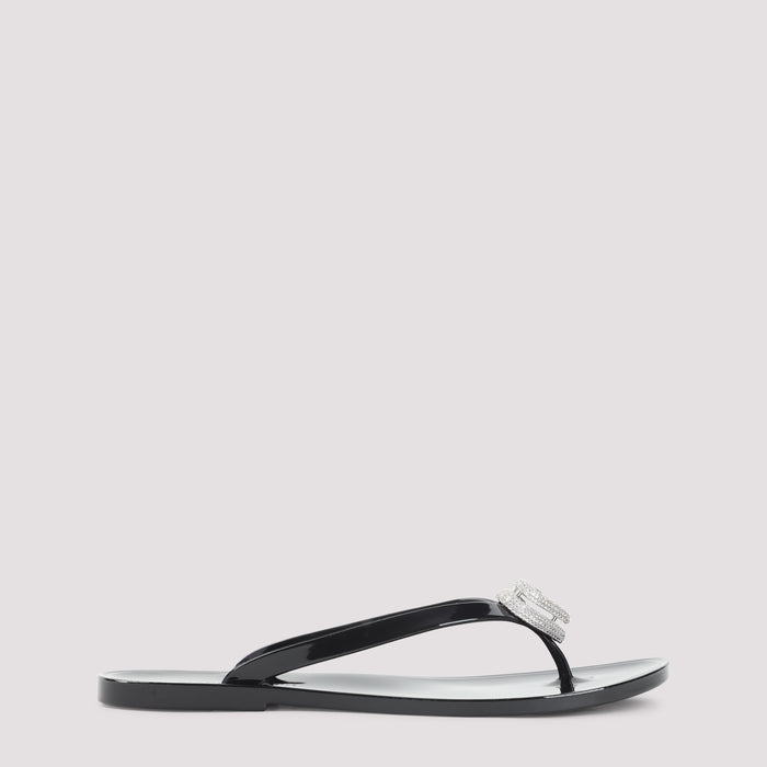 Double Heart Sandals Black Pvc