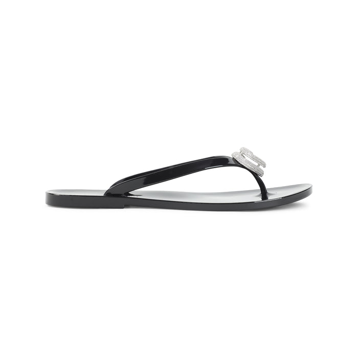 Double Heart Sandals Black Pvc