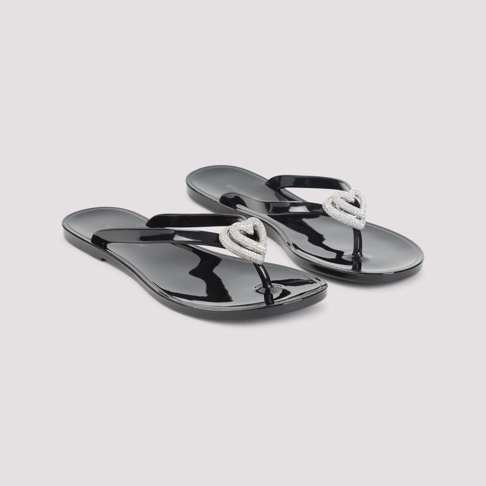 Mach & Double Heart Sandals Black Pvc