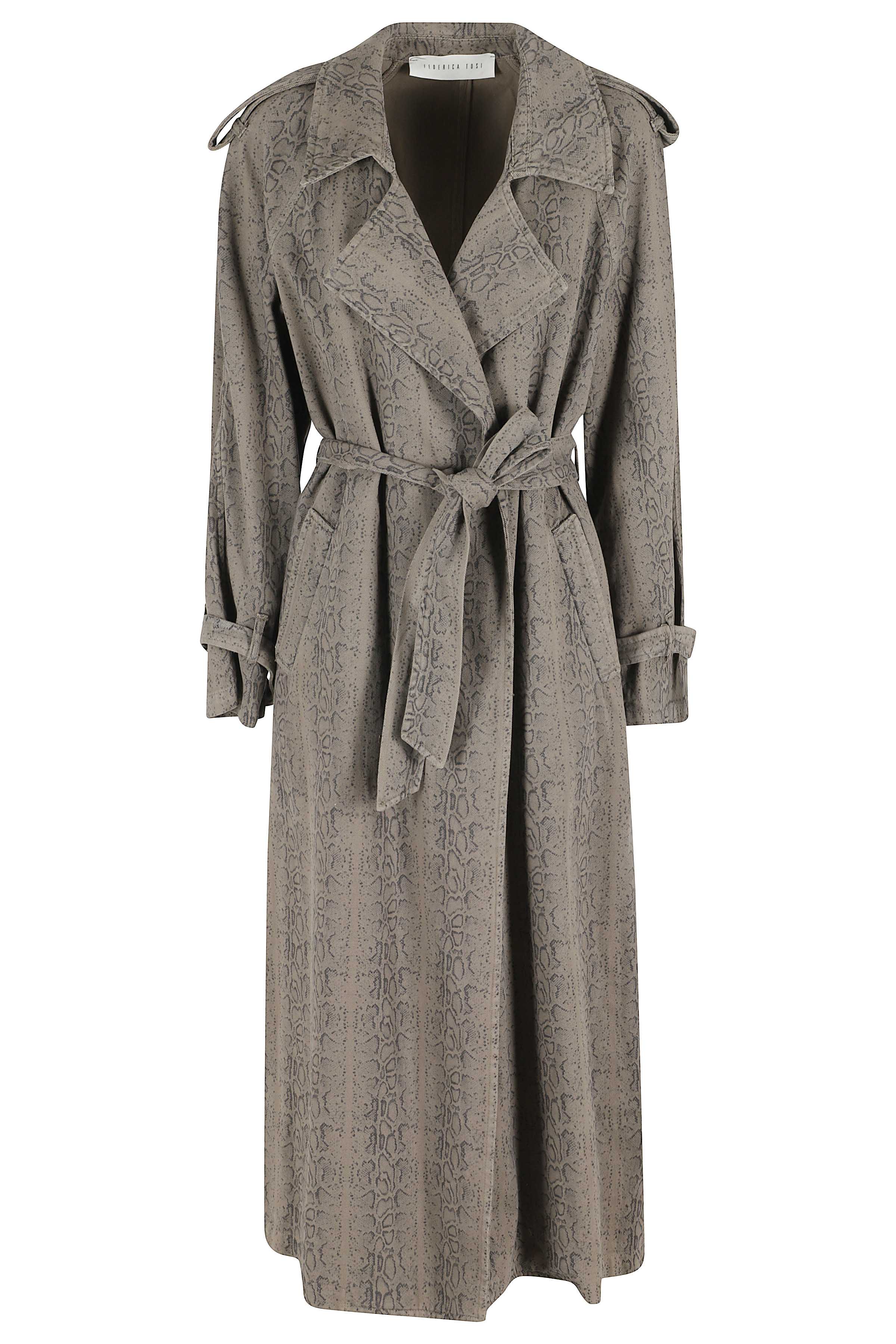 Trench Denim Pitonato Green Cotone