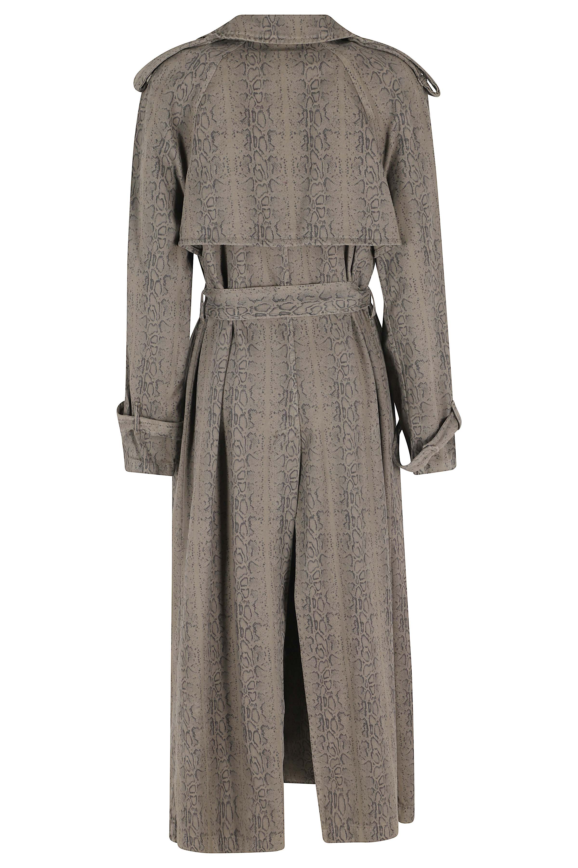 Trench Denim Pitonato Green Cotone