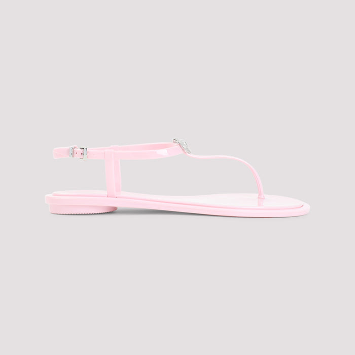 Double Bow Rubber Thong Pink Sandals Pvc