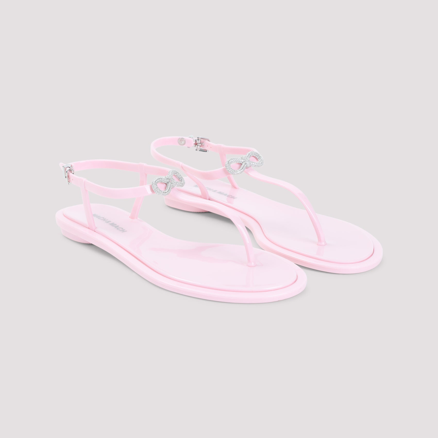 Double Bow Rubber Thong Pink Sandals Pvc