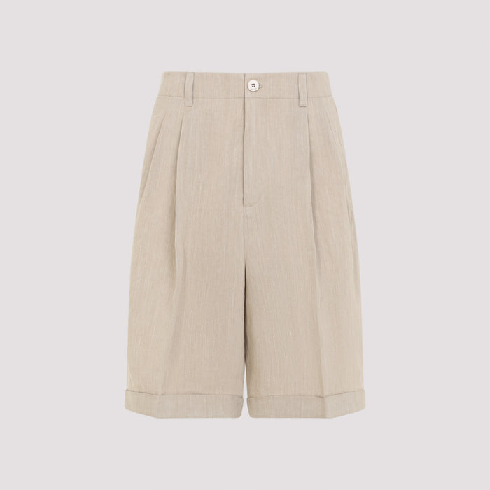 Pastro Shorts Nude & Neutrals Linen Viscose Polyamide Pant